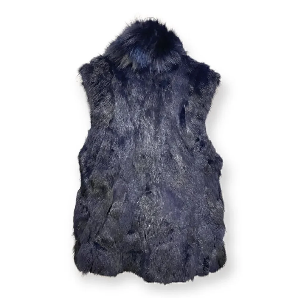 ADRIENNE LANDAU Blue Fur Vest |Size:Medium|